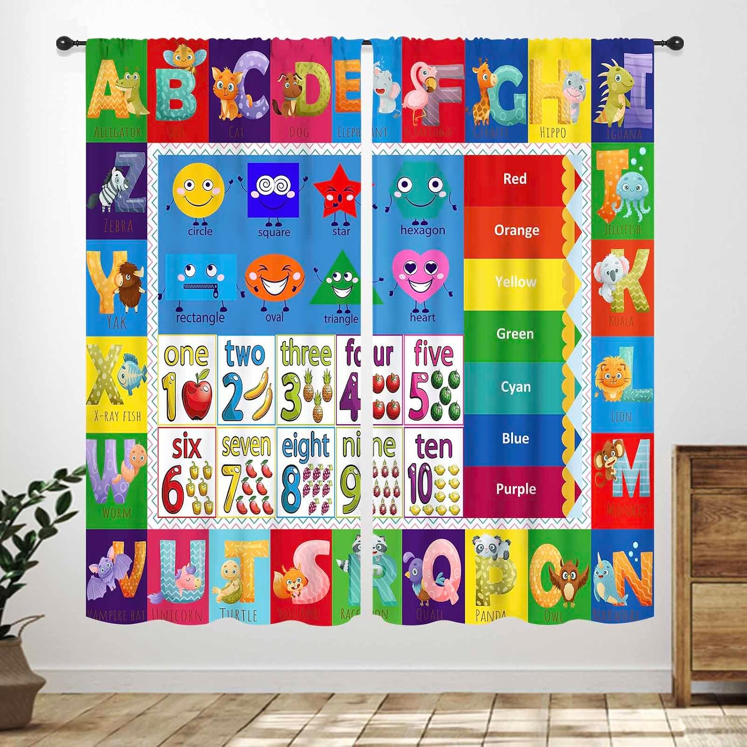 ستائر مطبوعة بأرقام وحروف ABC، - مراجعة Abc Kids Early Education وسعره