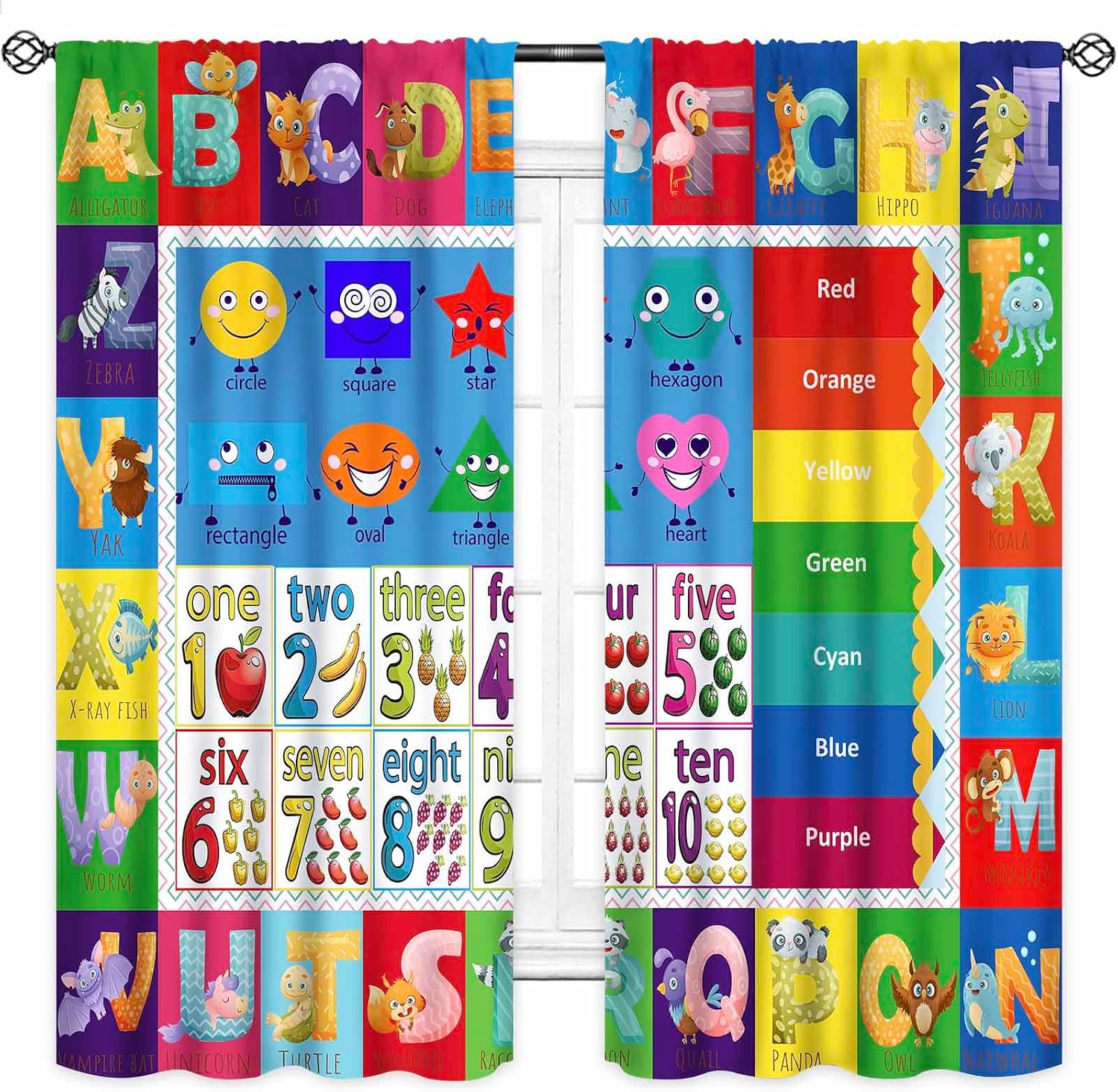 ستائر مطبوعة بأرقام وحروف ABC، - مراجعة Abc Kids Early Education وسعره